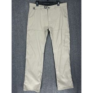 Prana Stretch Zion Pants Mens 38x34 Khaki Outdoor Hiking belted